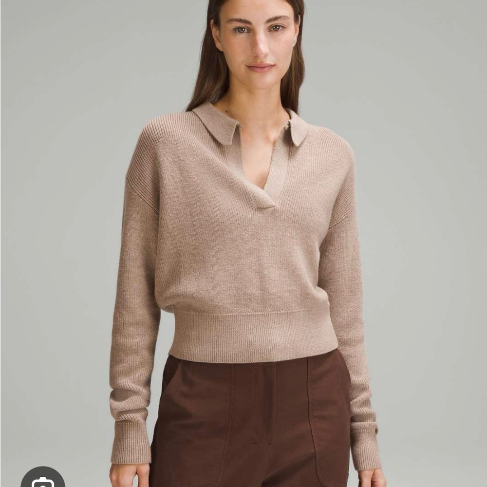 Lululemon collared merino wool blend sweater